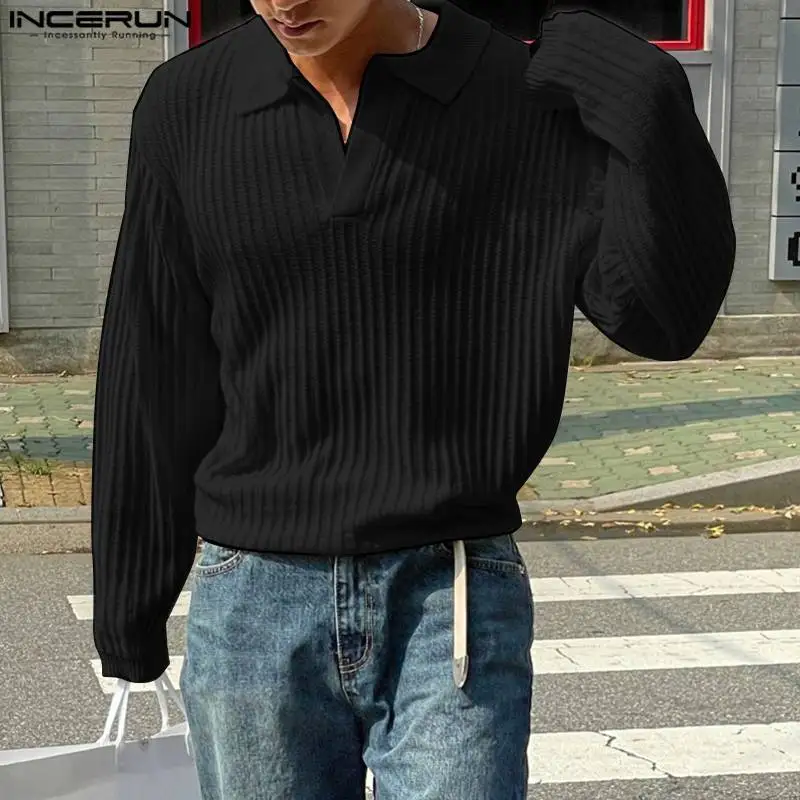 Мужская Однотонная рубашка с отложным воротником и длинным рукавом, трикотажная повседневная мужская одежда, уличная одежда в Корейском стиле, осенние модные рубашки, модель 2023 года 
Мужская Однотонная рубашка с отложным воротником и длинным рукавом, трикотажная повседневная мужская одежда, уличная одежда в Корейском стиле, осенние модные рубашки, модель 2023 года