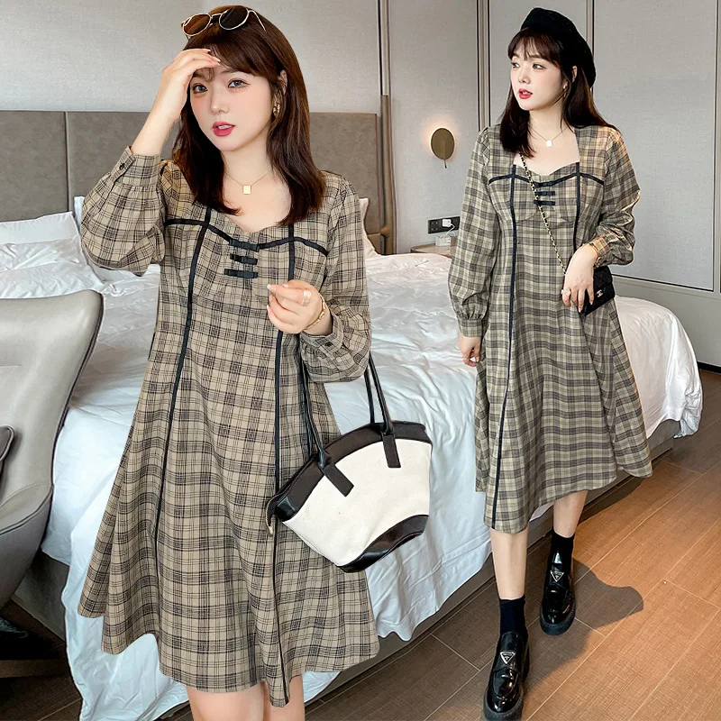 115cm Plus Size Clothing New Fashion Plaid Cloth Square Neck Long Sleeve Women Long Dress XL-4XL
115cm Plus Size Clothing New Fashion Plaid Cloth Square Neck Long Sleeve Women Long Dress XL-4XL