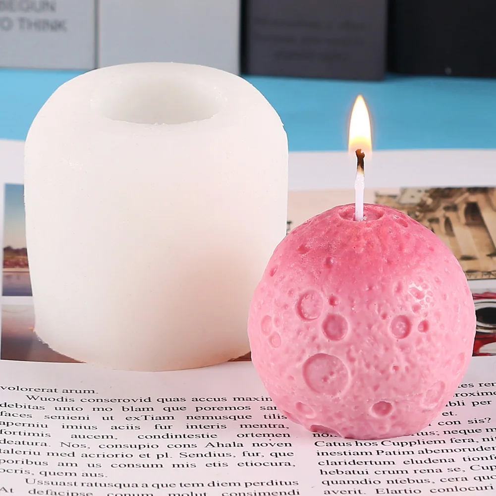 

Moon Candle Molds Shaped Epoxy Resin Mold Exterior Surface Texture Mat Aromatherapy Model Silicone Chocolate Cake Fondant Candy