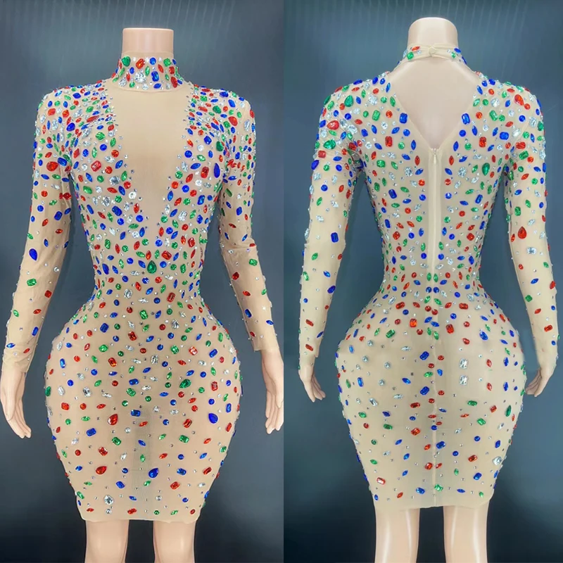 Multi-color Rhinestone Transparent Short Dress Women Birthday Celebrate Wedding Bar DS Latin Dresses Evening Dance Dress XS3817
Multi-color Rhinestone Transparent Short Dress Women Birthday Celebrate Wedding Bar DS Latin Dresses Evening Dance Dress XS3817