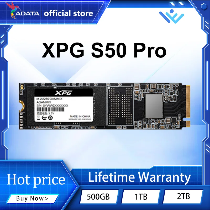 ADATA XPG S50 Pro PCle Gen4x4 M.2 2280 SSD 500GB 1TB 2TB 3D NAND Internal Solid State Drive Desktop Up TO 5000MB/s
ADATA XPG S50 Pro PCle Gen4x4 M.2 2280 SSD 500GB 1TB 2TB 3D NAND Internal Solid State Drive Desktop Up TO 5000MB/s