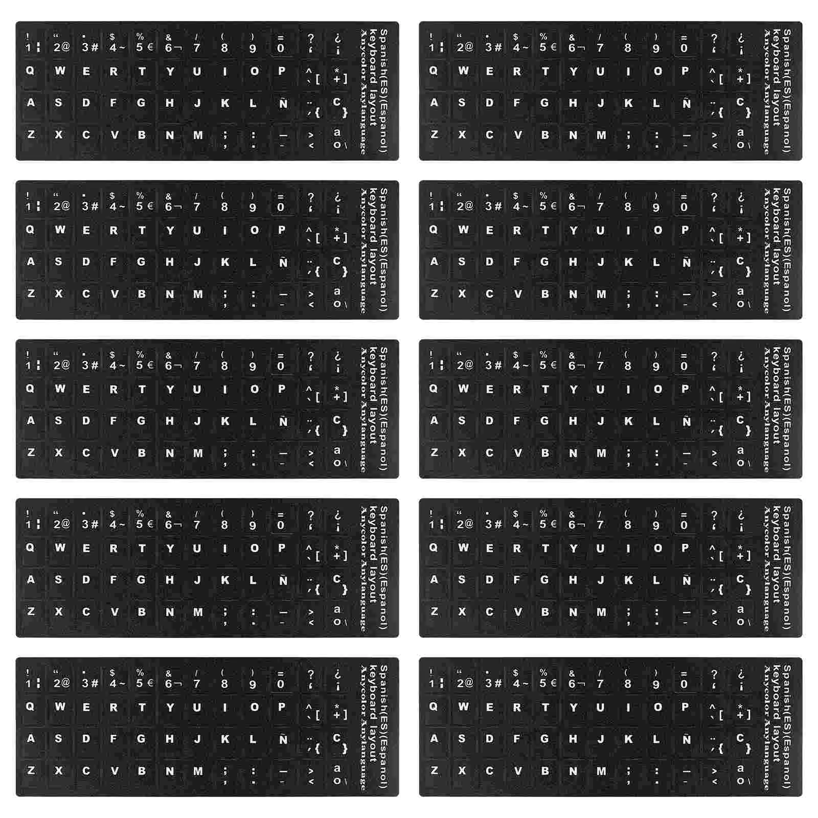 

10 Sheets Keyboard Cover Spanish Stickers Notebook Computer Universal Keyboards Laptop Decals