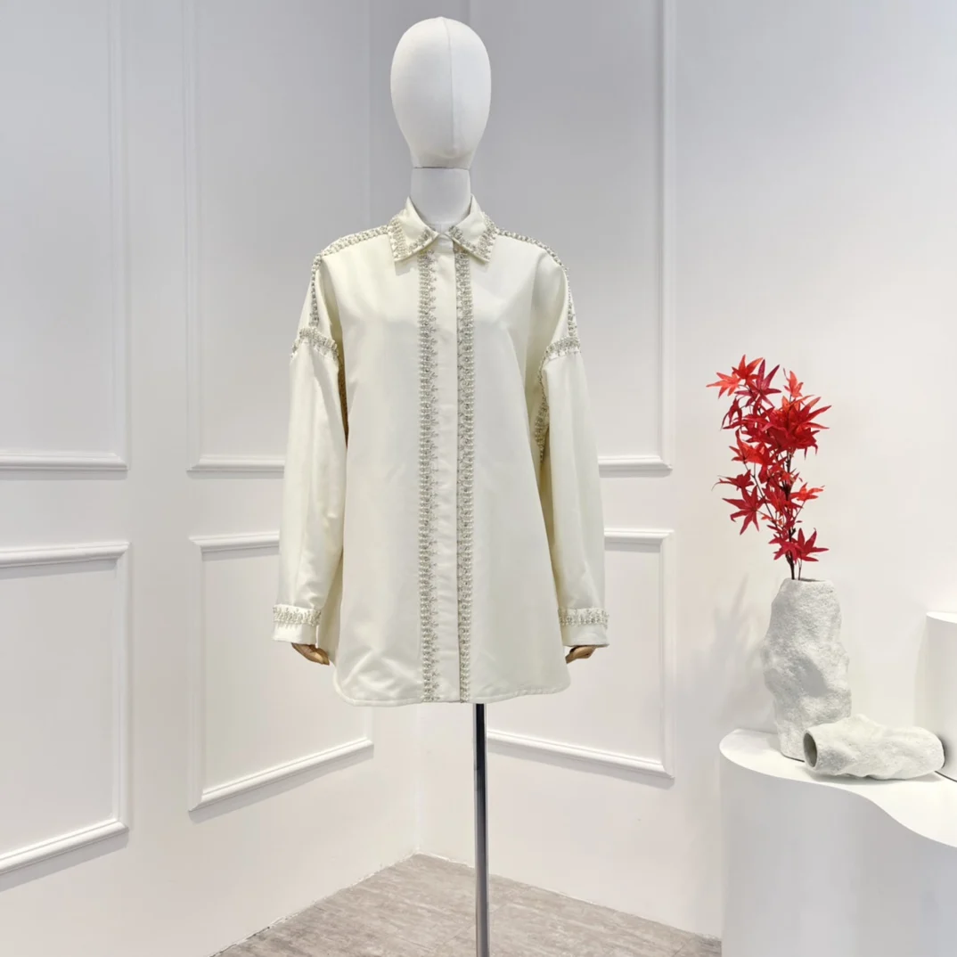 Новое поступление 2022, Высококачественная роскошная женская блузка с длинным рукавом, украшенная бисером, модная рубашка 
Новое поступление 2022, Высококачественная роскошная женская блузка с длинным рукавом, украшенная бисером, модная рубашка