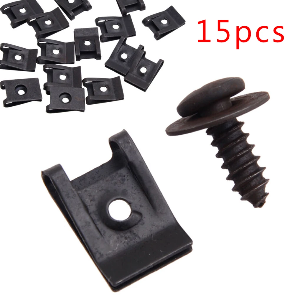 With Screws U-type Clips 15 Set Black Bumper Car Fasteners Spring Trim Panel Fender Fitting Replacement Durable
With Screws U-type Clips 15 Set Black Bumper Car Fasteners Spring Trim Panel Fender Fitting Replacement Durable