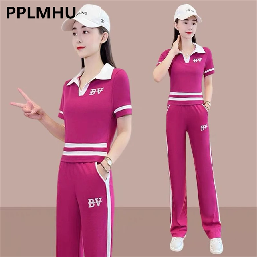 Casual Stripe Letter Print Sweat 2 Piece Sets Spring Oversize Korean Outfits Short Sleeve Polo Shirts Straight Pants Tracksuits 
Casual Stripe Letter Print Sweat 2 Piece Sets Spring Oversize Korean Outfits Short Sleeve Polo Shirts Straight Pants Tracksuits