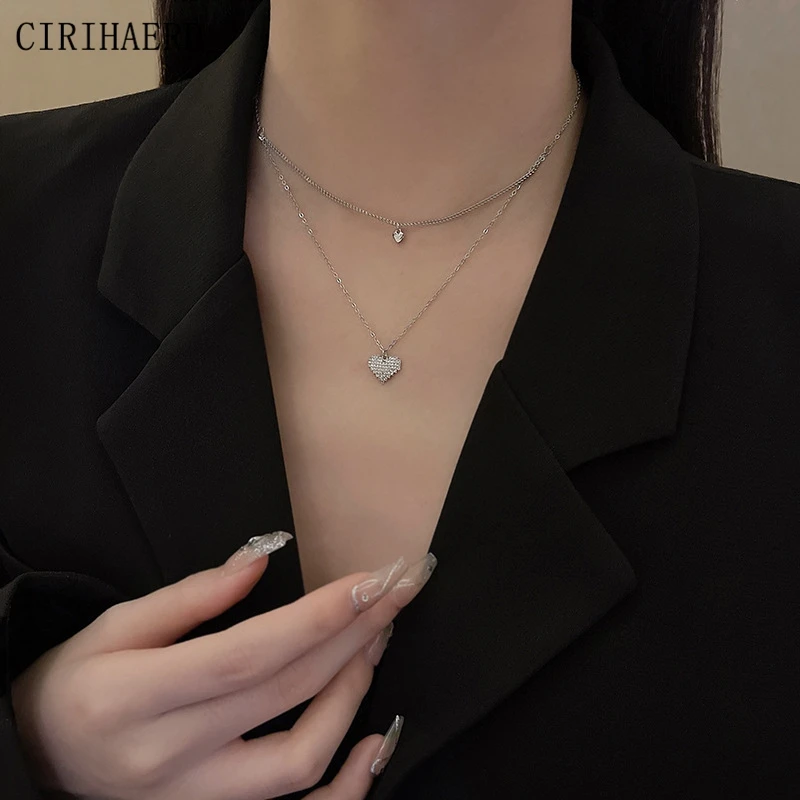 Fashion Jewelry Necklace For Women Statement Double Layered Chain Crystal Zircon Heart Pendant Clavicle Necklace Bridesmaid Gift
Fashion Jewelry Necklace For Women Statement Double Layered Chain Crystal Zircon Heart Pendant Clavicle Necklace Bridesmaid Gift