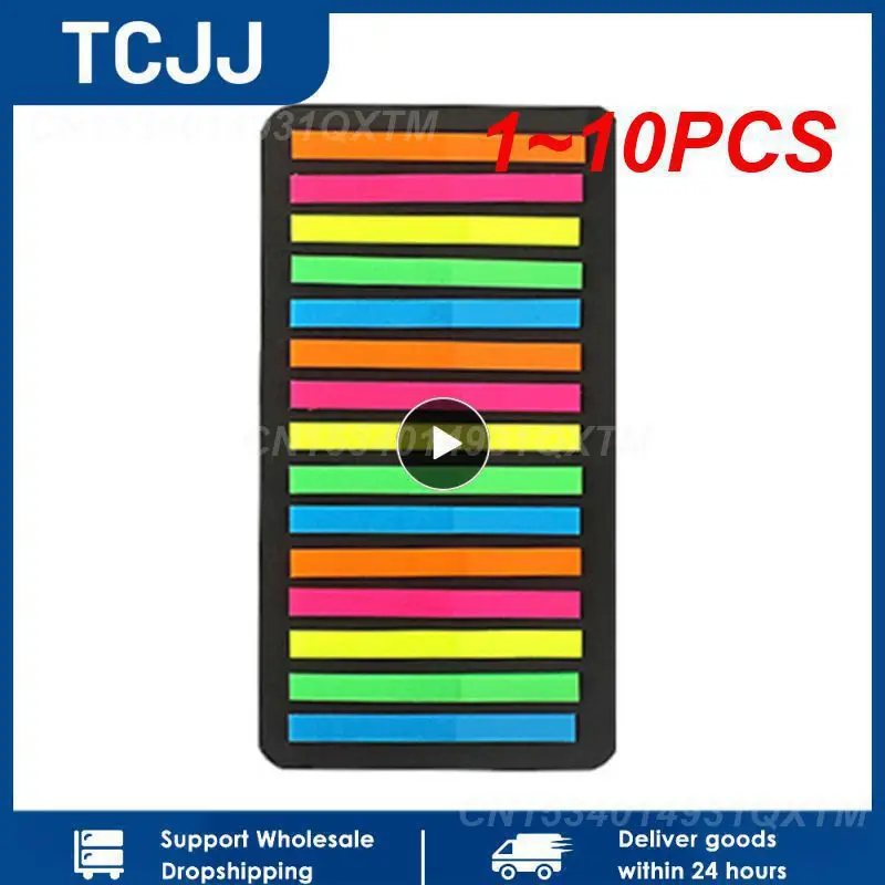 

1~10PCS Sticky Bookmarks PVC Sticky Labels Lightweight No Trace Fashion Fluorescent Self Sticky Notes Lined Memos Decor