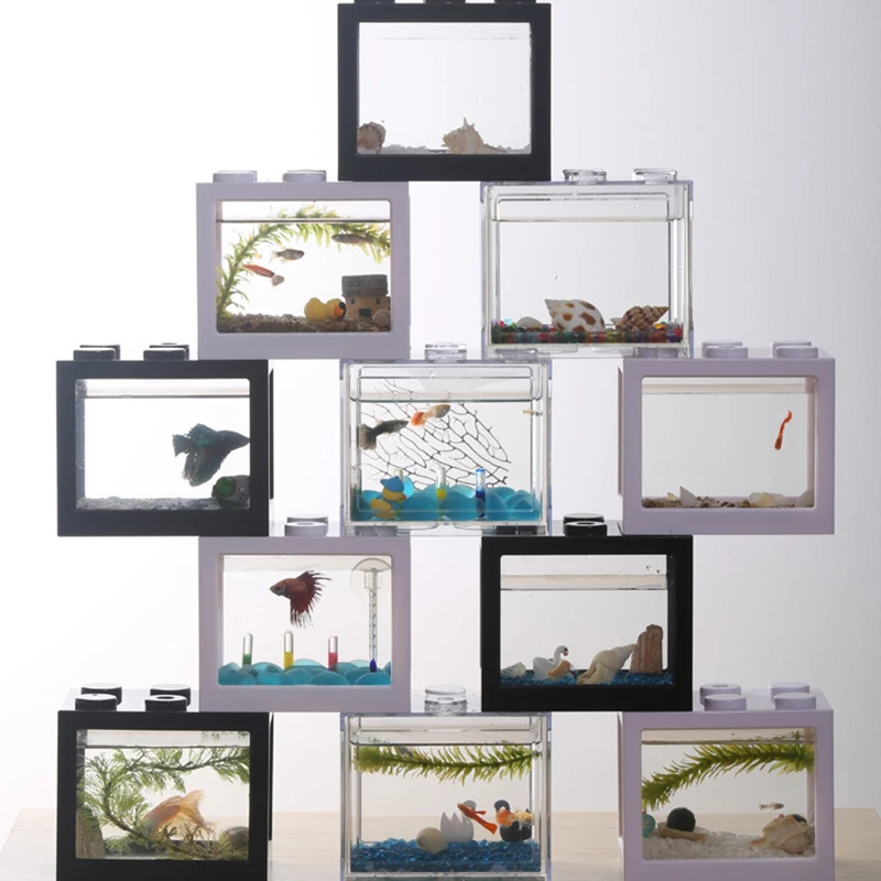 

Mini Multicolor Stackable Building Blocks Ecological Aquarium For Fish Tank Small Reptile Pet Spider Box Landscape Seawe
