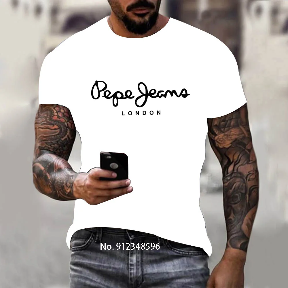 

2023 Newest Pepe-Jeans-London Logo T-Shirt Summer Men's /Women's Short Sleeve Popular Tees Shirt Tops Unisex