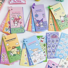 Sanrio Memo Book Stickers HelloKitty Kuromi Cartoon Hand Account Diy Goo Card Combination Ring Buckle Sticker Kids Toys