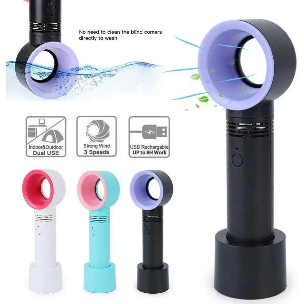 

Hand-held Fan Silent Mini Bladeless Fan Three-speed Adjustable 360 ° Suction Electric Fans Air Cooling Fans Easy To Use Safe