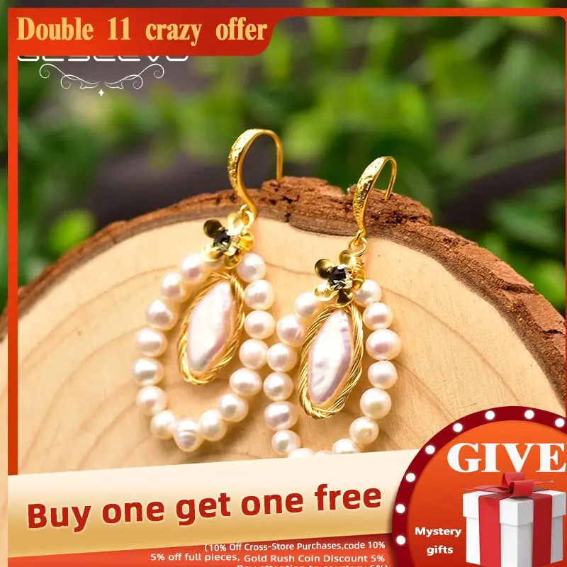GLSEEVO Natural Fresh Water White Pearl Long Earrings in Drop Earrings For Women Lovers' Wedding Aretes De Mujer Jewelry GE0824
GLSEEVO Natural Fresh Water White Pearl Long Earrings in Drop Earrings For Women Lovers' Wedding Aretes De Mujer Jewelry GE0824