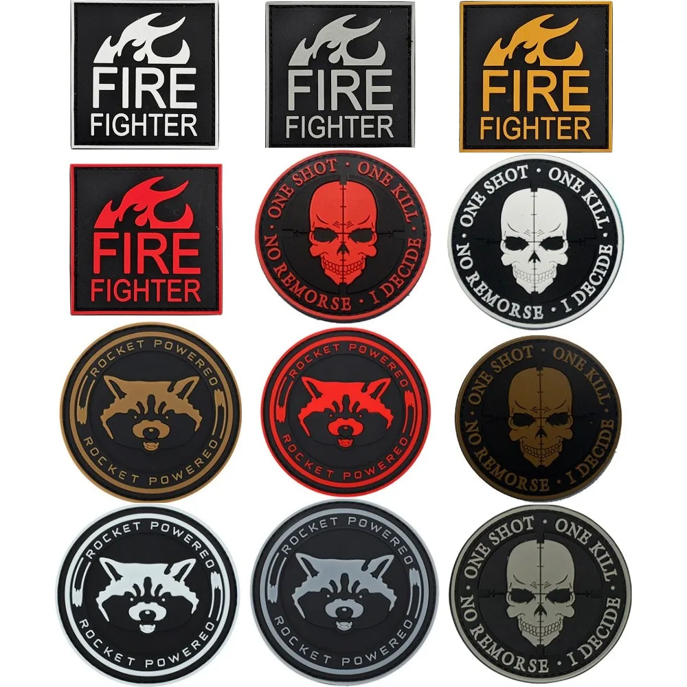 

Skull Patches for Clothing Hook & Loop Armband Luminous Raccoon PVC Tactical Patch Badge on Backpack Sticker Military Appliques