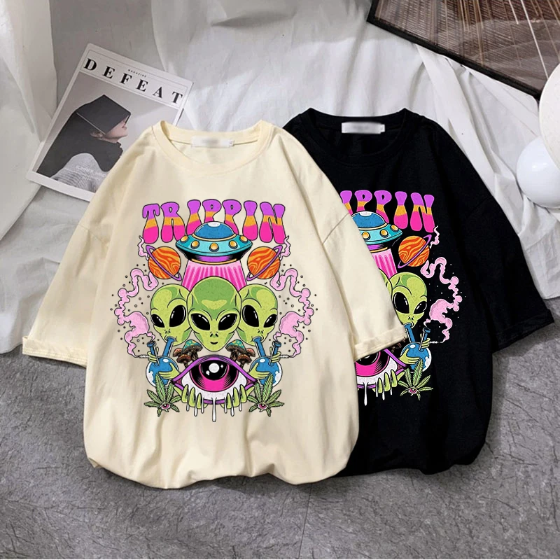 Gothic Women T Shirt Harajuku Alien Print Short Sleeve Tops Tees Summer Fashion Casual Loose T Shirt Women Clothing T-shirts
Gothic Women T Shirt Harajuku Alien Print Short Sleeve Tops Tees Summer Fashion Casual Loose T Shirt Women Clothing T-shirts