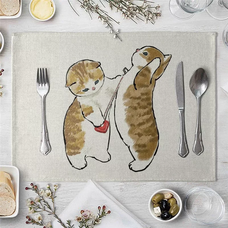NewPcs Cute Funny Cat Pattern Kitchen Placemat Dining Table Mats Drink Coasters Western Pad Cotton Linen Cup Mat Table Dining
NewPcs Cute Funny Cat Pattern Kitchen Placemat Dining Table Mats Drink Coasters Western Pad Cotton Linen Cup Mat Table Dining
