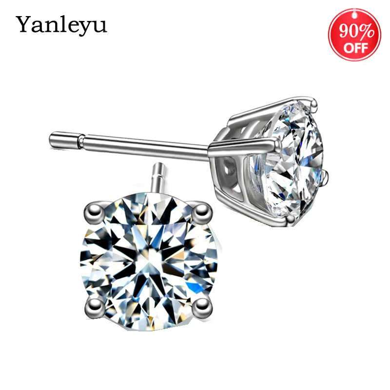 Yanleyu Original 925 Silver Color Stud Earrings for Women 4 Prongs 6MM/8MM CZ Zircon Simulated Diamond Wedding Jewelry Gift
Yanleyu Original 925 Silver Color Stud Earrings for Women 4 Prongs 6MM/8MM CZ Zircon Simulated Diamond Wedding Jewelry Gift