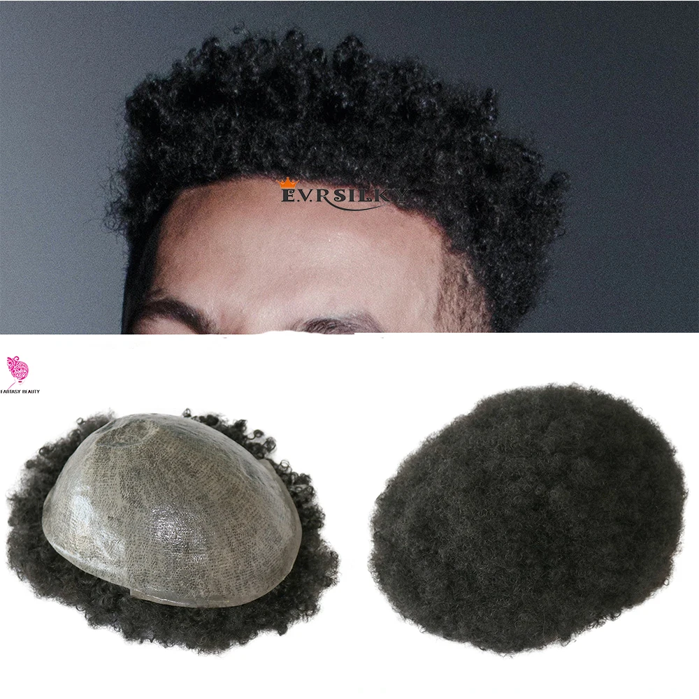 

Парик афро-парик для мужчин, искусственная кожа, полностью тонкие, 100% натуральные человеческие волосы, 6 мм, 10 мм, кудрявые афроамериканские ...