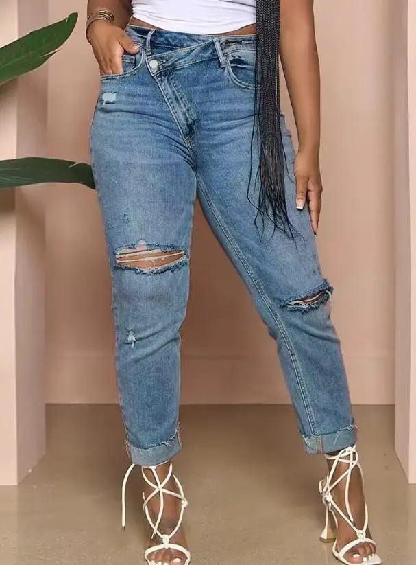 Women's Pants 2023 Summer New Casual Fashion Button Design Ripped Cutout High Waist Hole Jeans Basic Versatile High Street Style
Women's Pants 2023 Summer New Casual Fashion Button Design Ripped Cutout High Waist Hole Jeans Basic Versatile High Street Style