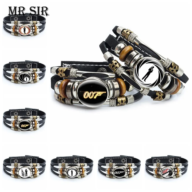 British legend James Bond 007 Leather Bracelet Glass Cabochon James Bond 007 Multilayer Punk Button Male Female Bracelet Jewelry
British legend James Bond 007 Leather Bracelet Glass Cabochon James Bond 007 Multilayer Punk Button Male Female Bracelet Jewelry