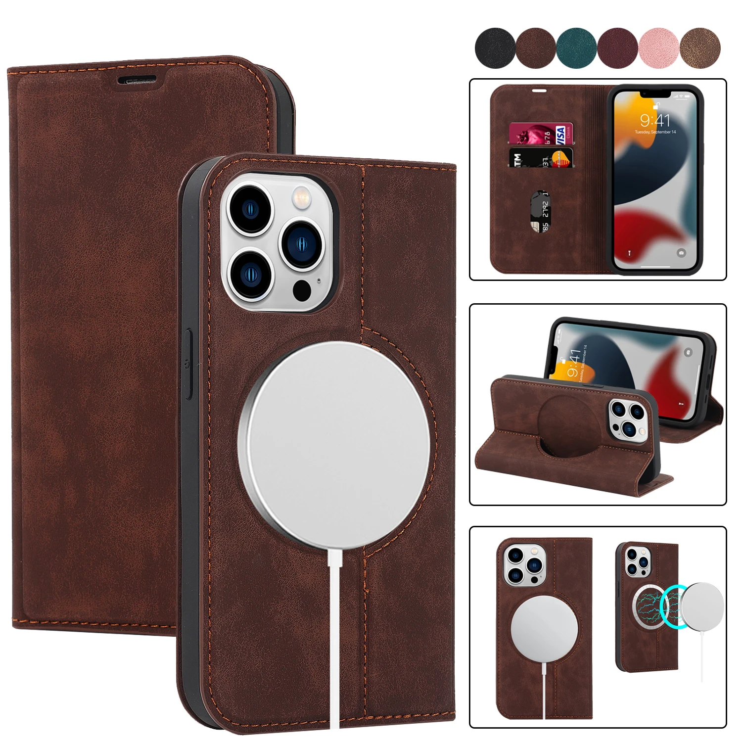 For iPhone 14 13 12 Mini Pro Max Phone Bags Cover Flip Retro Shockproof Magnetic Stand Holder PU Leather Wallet Card Slots Case
For iPhone 14 13 12 Mini Pro Max Phone Bags Cover Flip Retro Shockproof Magnetic Stand Holder PU Leather Wallet Card Slots Case