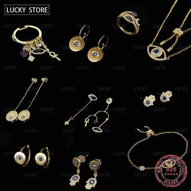 Luxury S925 Sterling Silver devil's eye asymmetric lucky palm Earrings Necklace personalized women's bracelet Jewelry
Luxury S925 Sterling Silver devil's eye asymmetric lucky palm Earrings Necklace personalized women's bracelet Jewelry