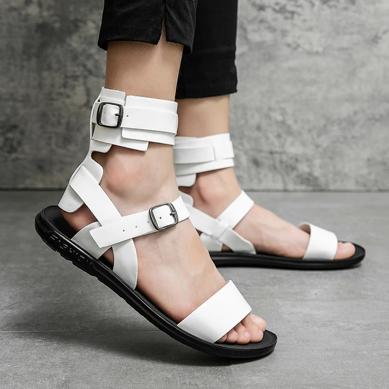 Summer Popular Gladiator Sandals Mens Black White High Top Beach Sandals Man Fashion Roman Sandals Men Comfortable Casual Shoe
Summer Popular Gladiator Sandals Mens Black White High Top Beach Sandals Man Fashion Roman Sandals Men Comfortable Casual Shoe