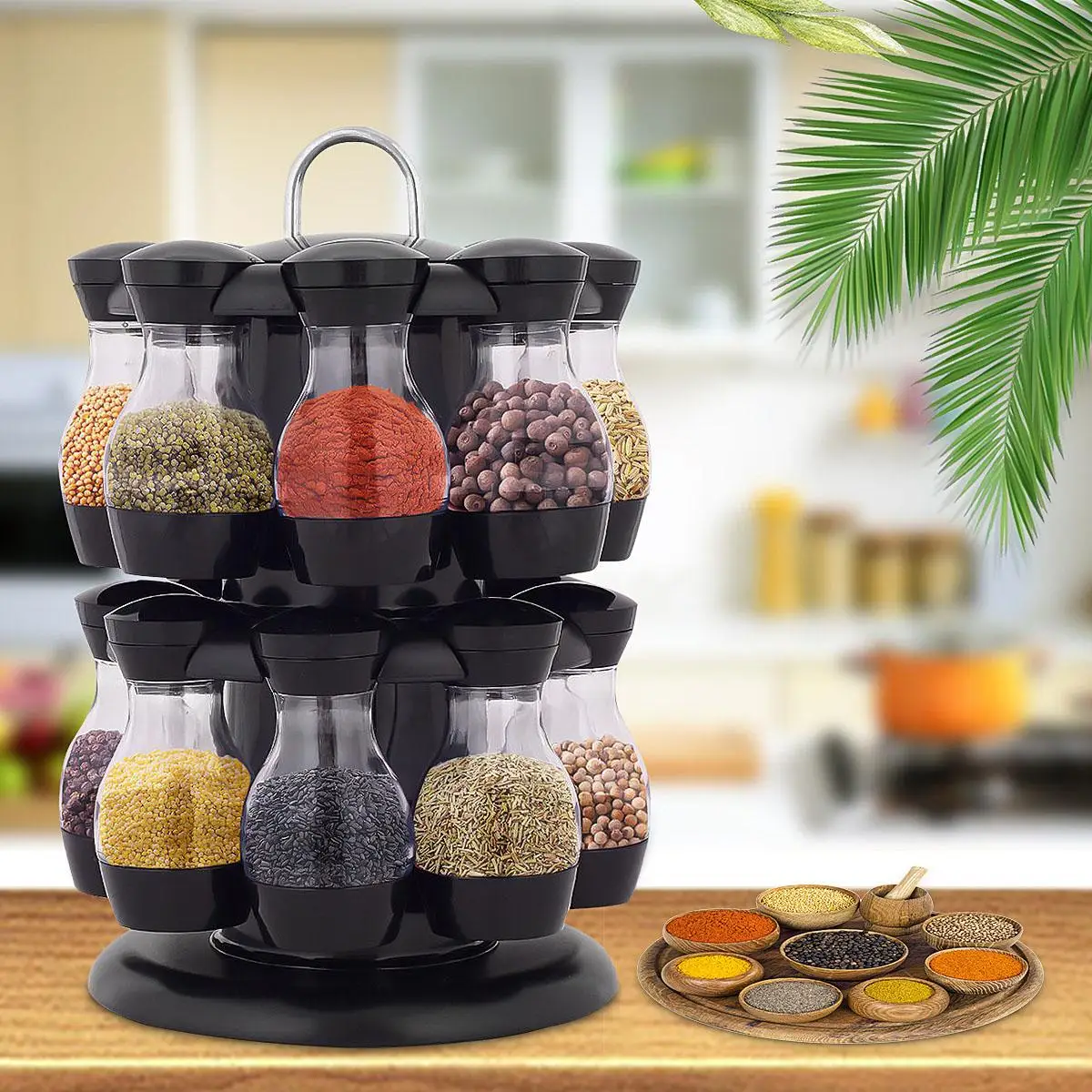 16pcs Rotating Cruet Condiment Jars Set for Spices Pepper Bottles Salt Shakers Seasoning Holder Round Shelf Rack Turntable
16pcs Rotating Cruet Condiment Jars Set for Spices Pepper Bottles Salt Shakers Seasoning Holder Round Shelf Rack Turntable