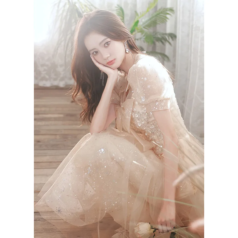 Champagne Evening Dress For Women Banquet Winter High-end Temperament Senior Host
Champagne Evening Dress For Women Banquet Winter High-end Temperament Senior Host