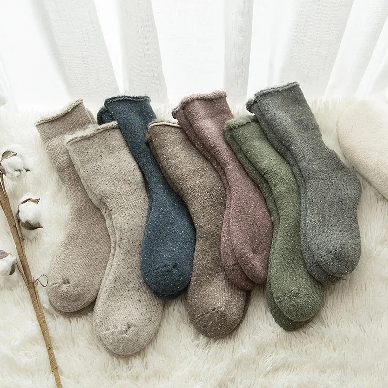 

Merino Wool Rabbit Socks Kawaii Socks Thicken Solid Socks Against Cold Snow Russia Winter Warm Funny Happy Male Womens Socks