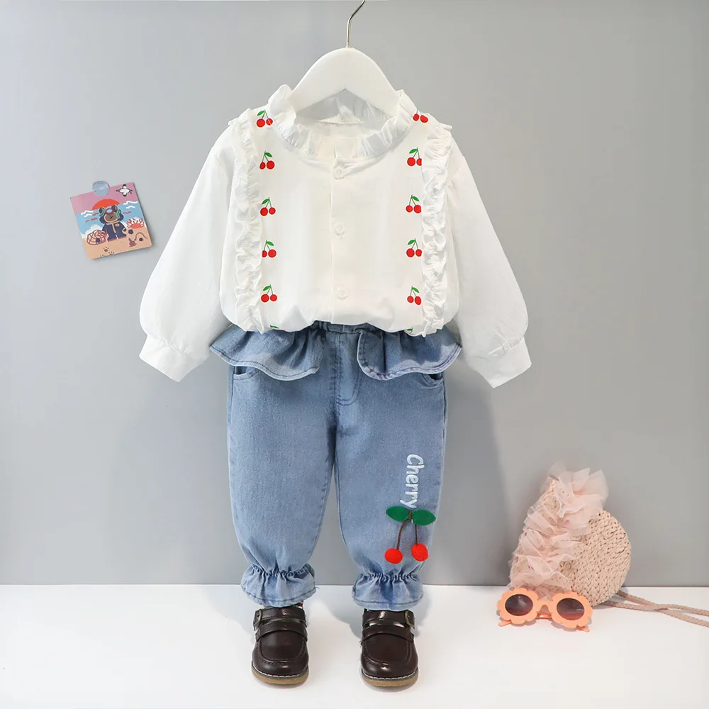 Toddler Girl Suit Spring Black White Infant Cherry Blouse+Denim Skirt Trousers Two Piece Newborn Set Cotton Korean Baby Outfit
Toddler Girl Suit Spring Black White Infant Cherry Blouse+Denim Skirt Trousers Two Piece Newborn Set Cotton Korean Baby Outfit