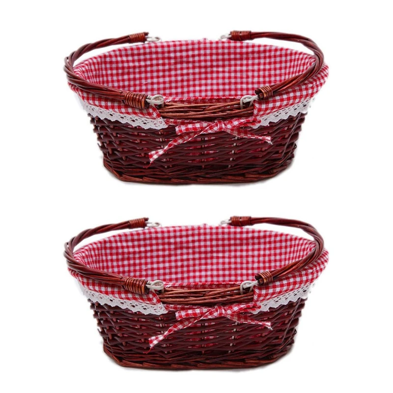 2X Wicker Basket Gift Basket Picnic Basket Candy Basket Storage Basket With Handle Egg Gathering Wedding Basket
2X Wicker Basket Gift Basket Picnic Basket Candy Basket Storage Basket With Handle Egg Gathering Wedding Basket