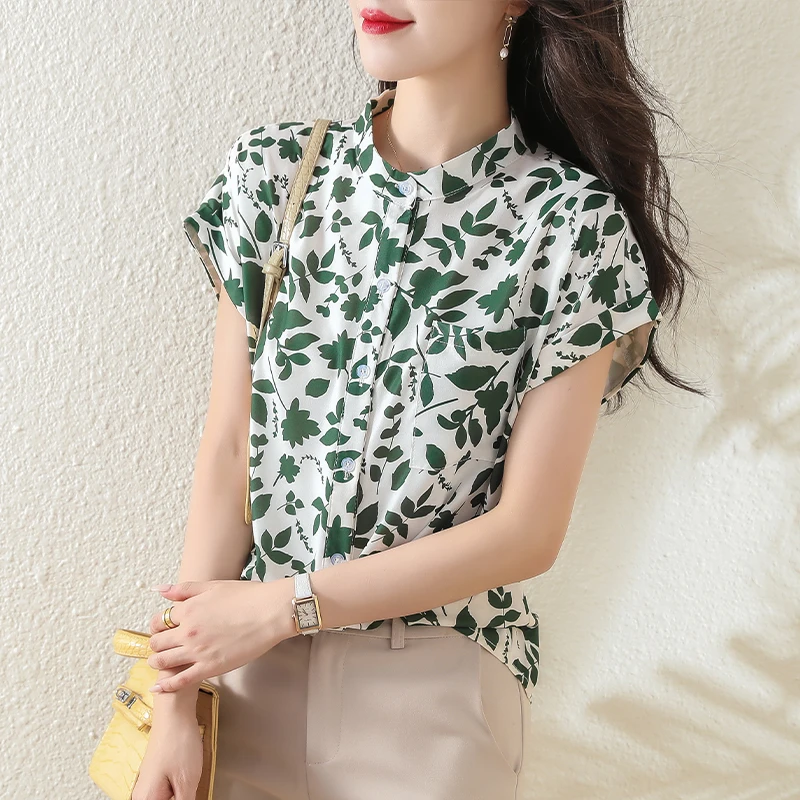 2022 Women Chiffon Shirts Summer Short Sleeve Floral Blouses Fashion Elegant Office Ladies Casual Printed Shirt Tops Blusas
2022 Women Chiffon Shirts Summer Short Sleeve Floral Blouses Fashion Elegant Office Ladies Casual Printed Shirt Tops Blusas