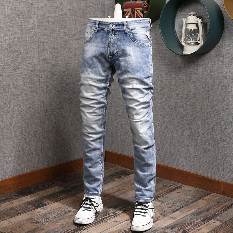 Light Mens Classic Blue Stretch Jeans Men Straight Regular Fit Pants Streetwear Cowboy Casual Cotton Denim Trousers
Light Mens Classic Blue Stretch Jeans Men Straight Regular Fit Pants Streetwear Cowboy Casual Cotton Denim Trousers