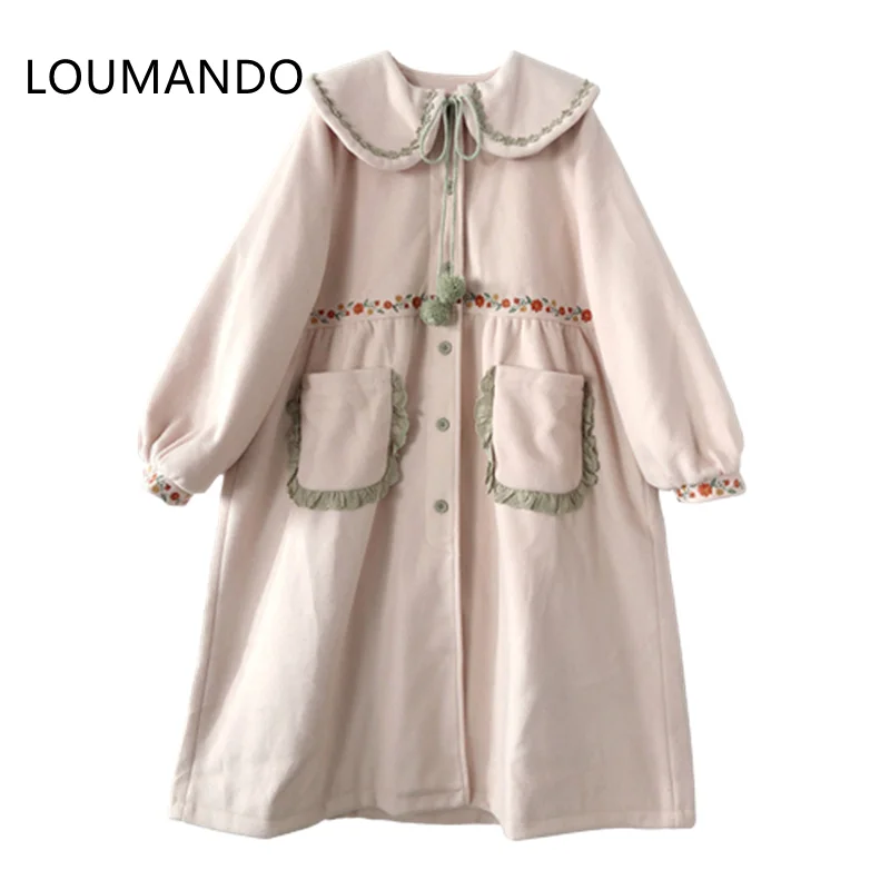 Женское шерстяное пальто средней длины Sen girl, толстое шерстяное пальто из хлопка с вышивкой и милым японским кукольным воротником, Осень-зим...
Женское шерстяное пальто средней длины Sen girl, толстое шерстяное пальто из хлопка с вышивкой и милым японским кукольным воротником, Осень-зим...