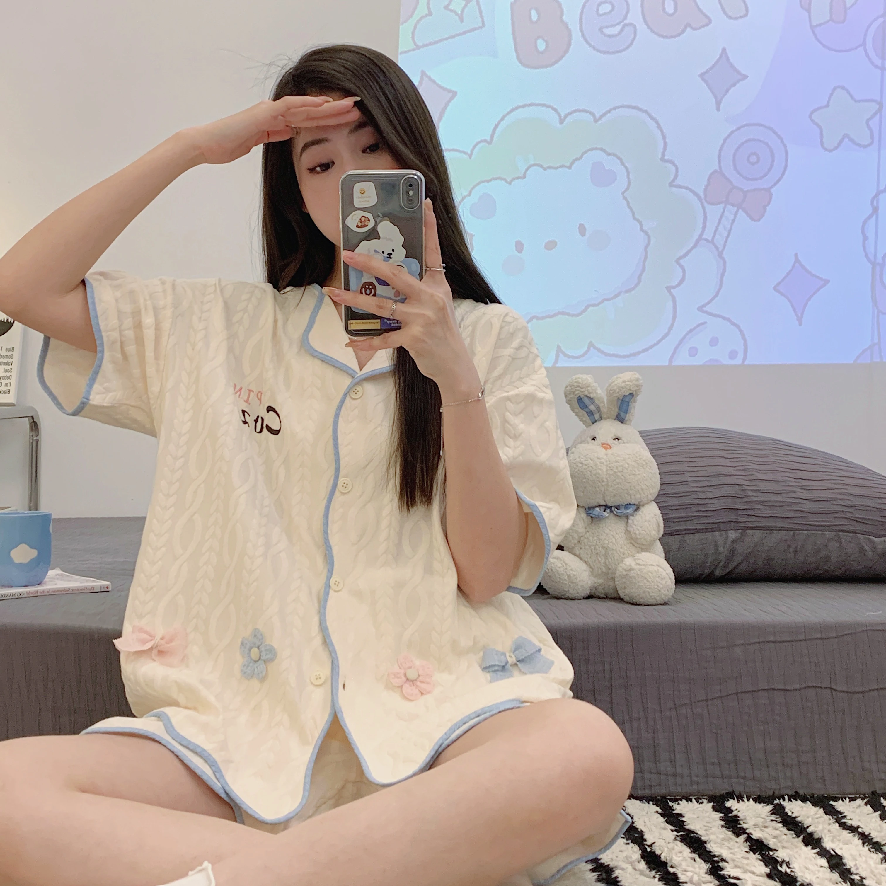 Summer Korean Pajama Sets For Women Adult Sleepwear Casual Home Clothes Pyjama Pour Femme Girls Short Loungewear Woman Nightgown
Summer Korean Pajama Sets For Women Adult Sleepwear Casual Home Clothes Pyjama Pour Femme Girls Short Loungewear Woman Nightgown