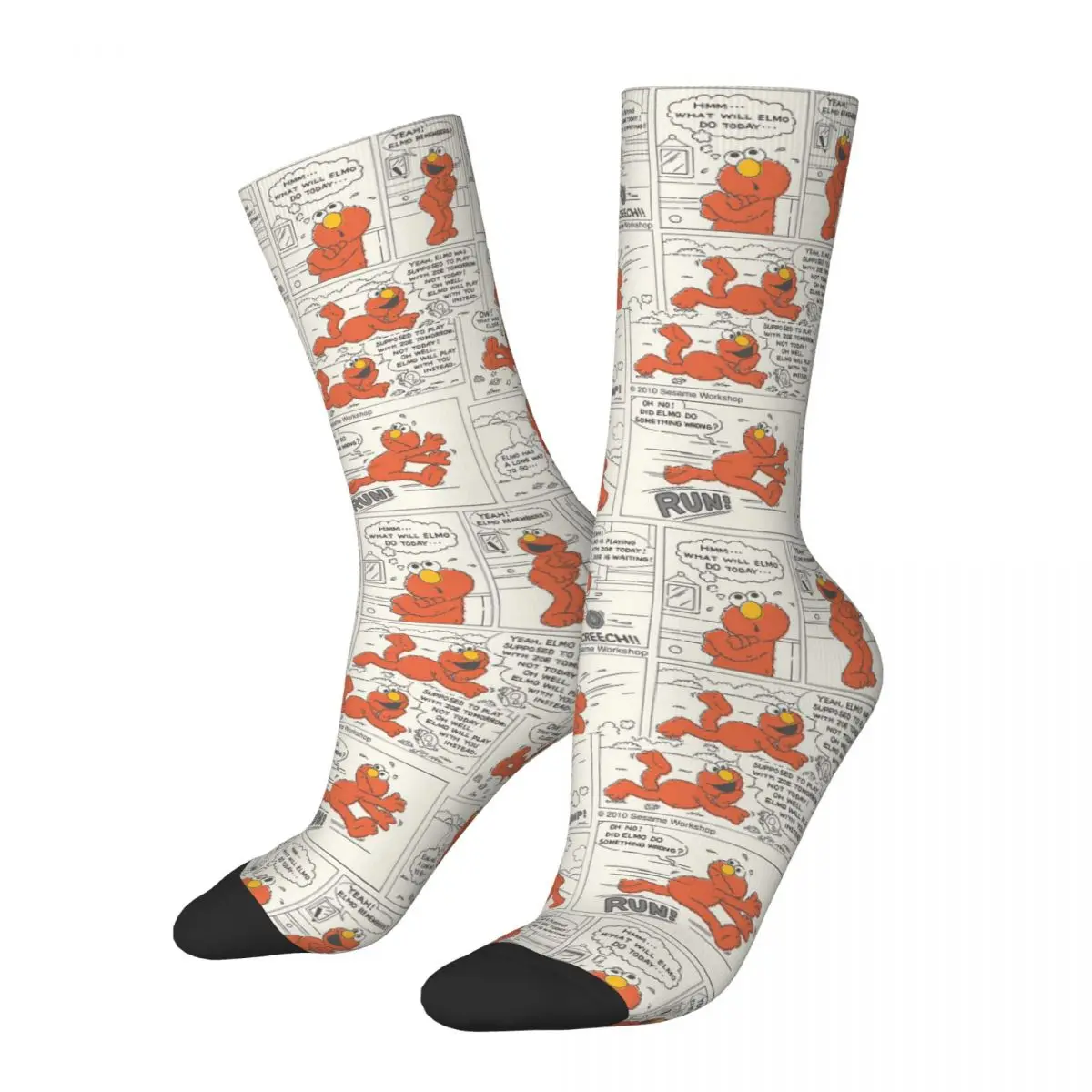 

Классные футбольные носки Улица Сезам, длинные носки из полиэстера Elmo для мужчин, поглощающие пот