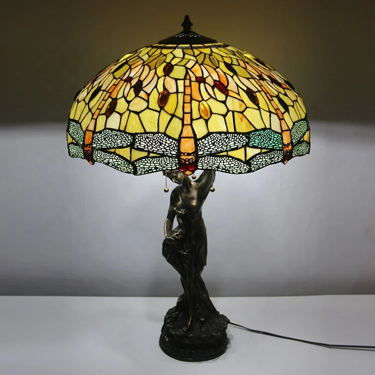 

LongHuiJing American Pastoral Tiffany Bedroom Bedside Lamp Decorative Table Lamp European Mediterranean Warm Living Room Lamps