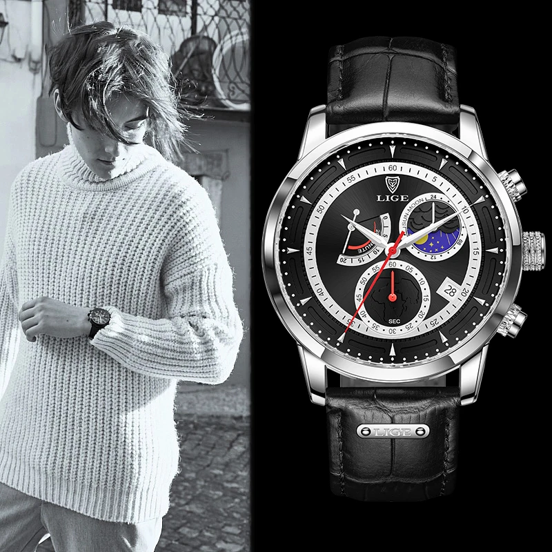 

LIGE Fashion Sports Men's Watches Top Brand Luxury Waterproof Watch Men Quartz Wrist Watch Calendar Hand Clock Relogio Masculino