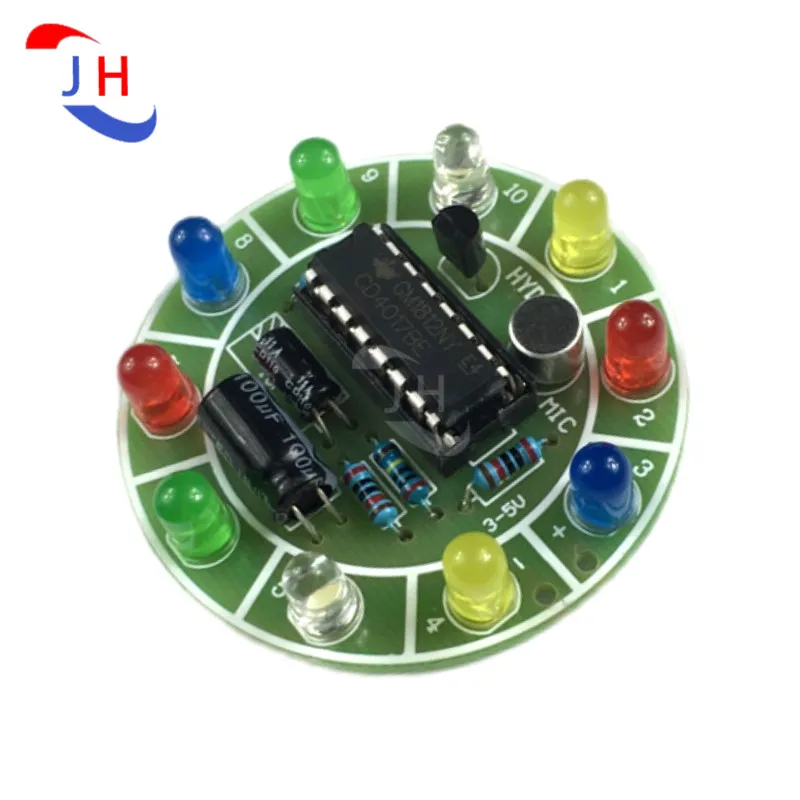1PCS CD4017 5V DC colorful voice control rotating LED light kit electronic manufacturing diy kit spare parts student Laboratory
1PCS CD4017 5V DC colorful voice control rotating LED light kit electronic manufacturing diy kit spare parts student Laboratory