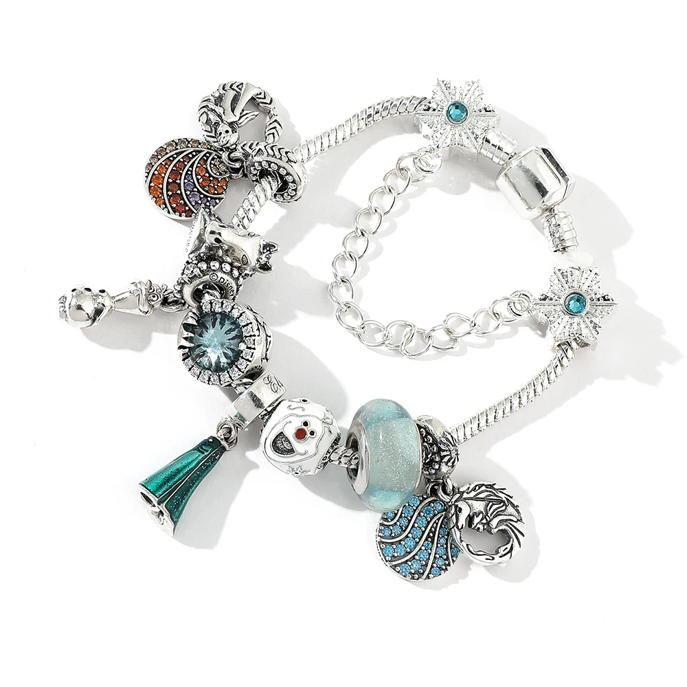 Disney Anime Movie Frozen Charm Bracelet Jewelry Snowflake Modeling Beads Bracelet Vintage Style Metal Pendant Bracelet Gifts
Disney Anime Movie Frozen Charm Bracelet Jewelry Snowflake Modeling Beads Bracelet Vintage Style Metal Pendant Bracelet Gifts