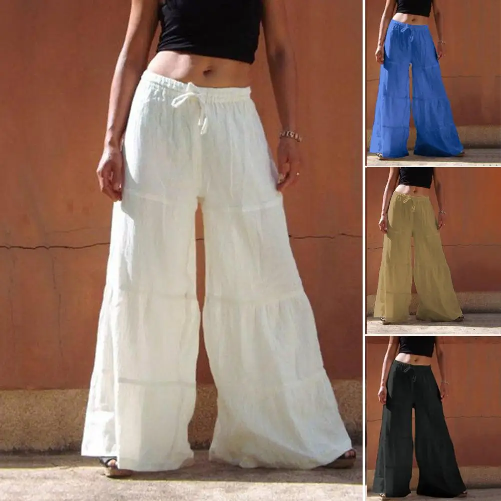 Summer Attractive Elastic Waist Wide Leg Trousers Temperament Trousers Pure Colors for Travel
Summer Attractive Elastic Waist Wide Leg Trousers Temperament Trousers Pure Colors for Travel