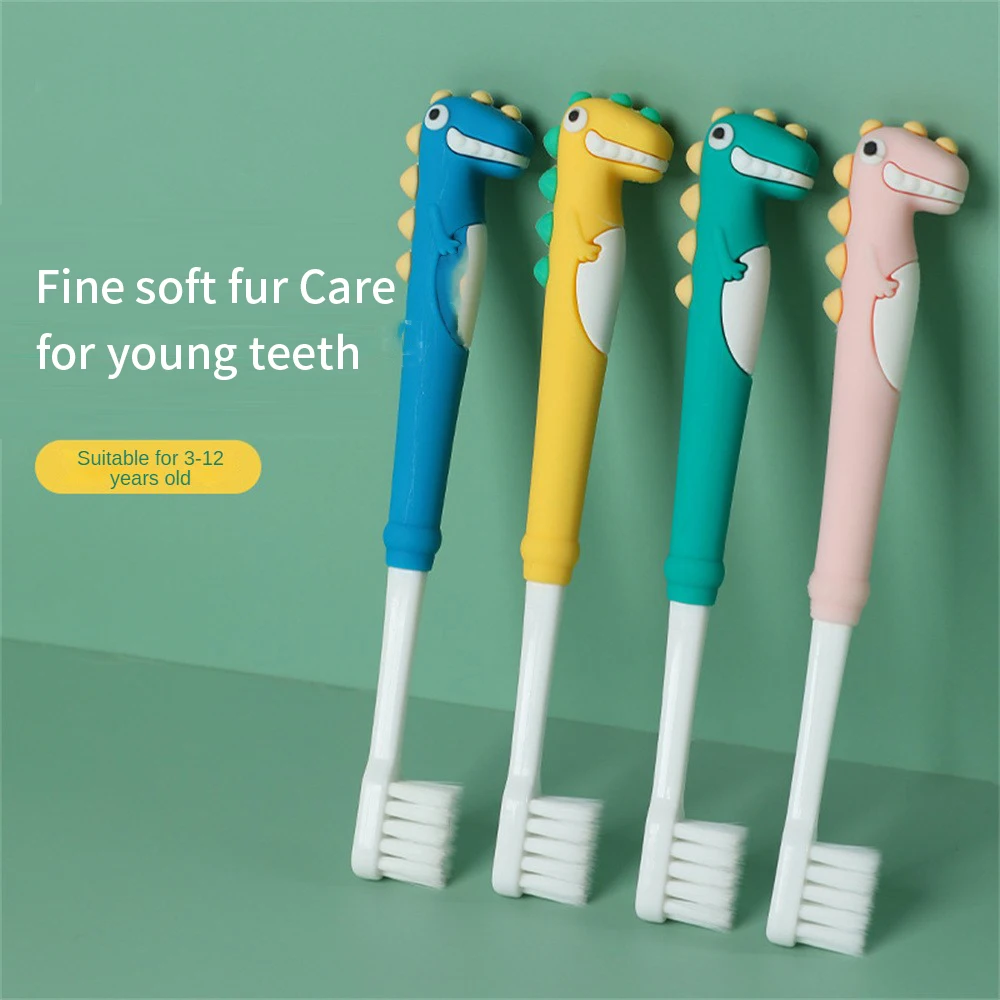 

Детский инструмент для чистки зубов, уход за полостью рта, чистящие зубные щетки с мягкой щетиной, детская зубная щетка, детская зубная щетка с маленькой головкой динозавра