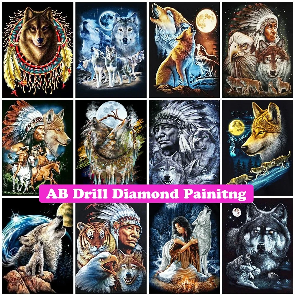 Indians and Wolf DIY AB Drills Diamond Painting Cross Stitch Embroidery Dream Catcher Square Round Mosaic Rhinestone Home Decor
Indians and Wolf DIY AB Drills Diamond Painting Cross Stitch Embroidery Dream Catcher Square Round Mosaic Rhinestone Home Decor