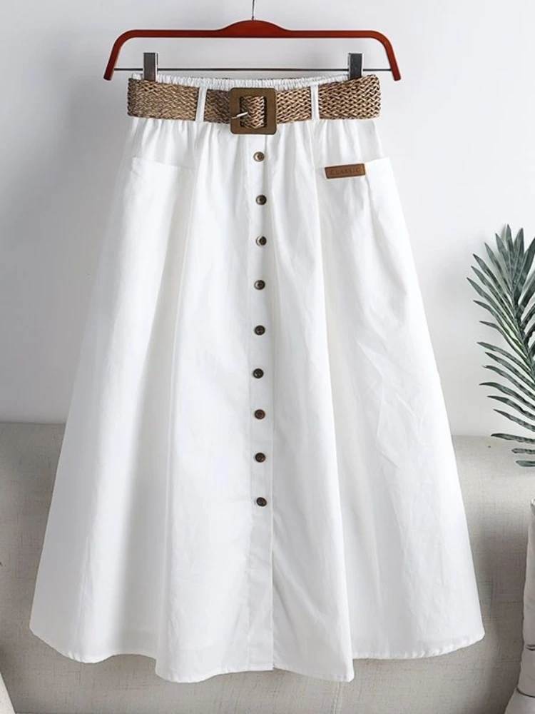 High Waist Skirt Large Pocket Send Belt Women's Summer Skirt Fashion Casual Solid A-LINE Elastic Waist Single Button Midi Skirt
High Waist Skirt Large Pocket Send Belt Women's Summer Skirt Fashion Casual Solid A-LINE Elastic Waist Single Button Midi Skirt