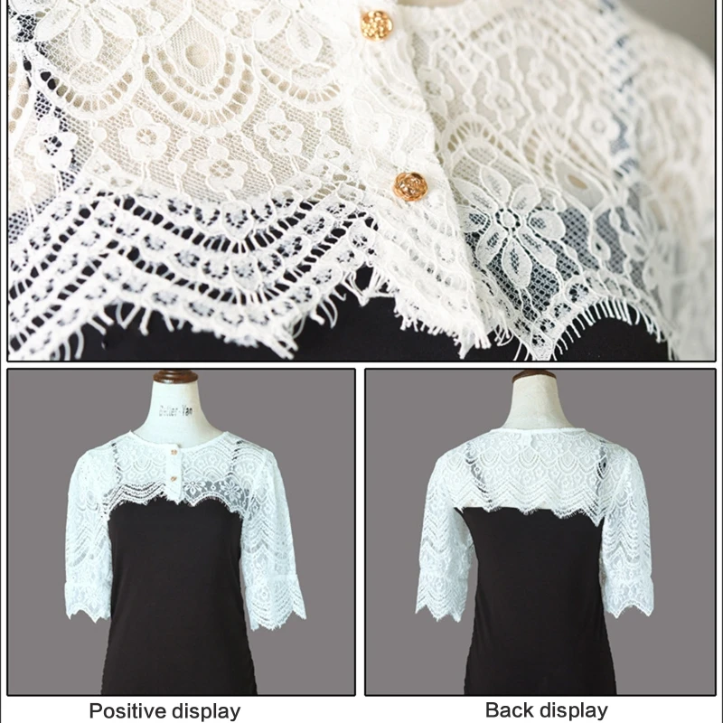 All-matching Half Tops Collar Fashion Crocheted Lace False Collar Chic Small Shawl Crew Neck Half Shirt Tops for Women
All-matching Half Tops Collar Fashion Crocheted Lace False Collar Chic Small Shawl Crew Neck Half Shirt Tops for Women