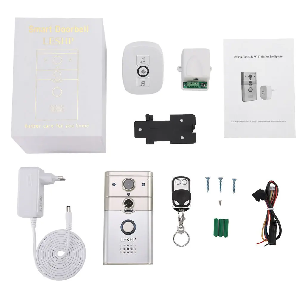 LESHP Wireless Remote Control Electronic Visible HD 720P Video Picture 1/4 COMS 1 Mega-Pixels 12V/1A Wi-Fi Smart Doorbell
LESHP Wireless Remote Control Electronic Visible HD 720P Video Picture 1/4 COMS 1 Mega-Pixels 12V/1A Wi-Fi Smart Doorbell