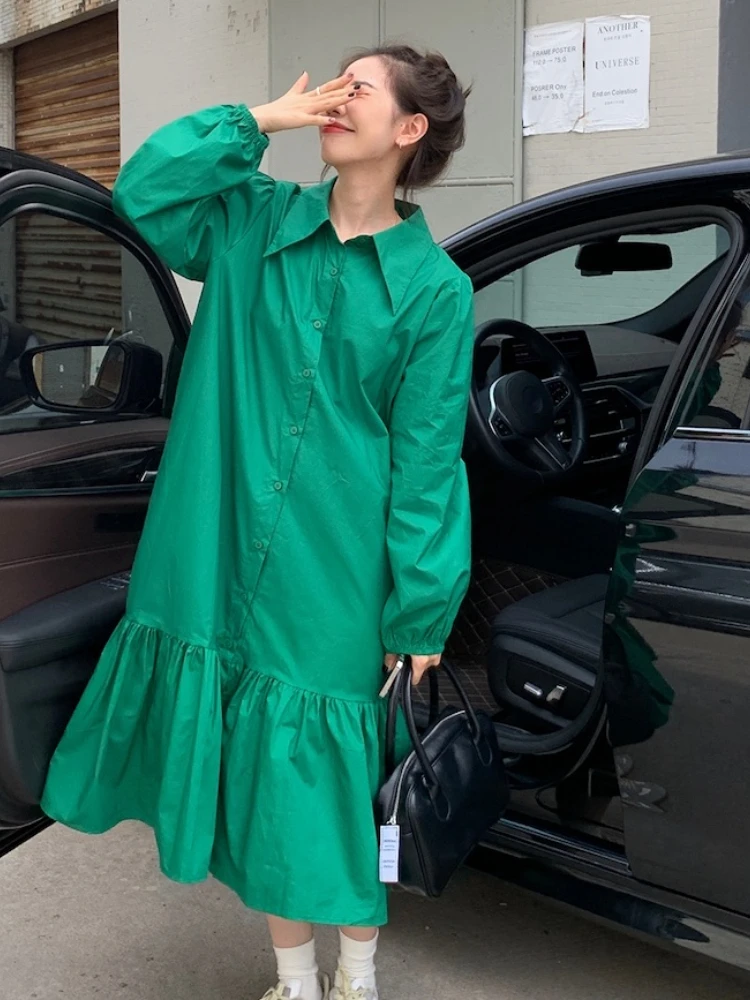 Cotton LOOSE Long Dresses Green Shirt Skirt Lantern Long Sleeve Dresses for Women 2023 Basic Solid Korean Fashion Summer Dress
Cotton LOOSE Long Dresses Green Shirt Skirt Lantern Long Sleeve Dresses for Women 2023 Basic Solid Korean Fashion Summer Dress
