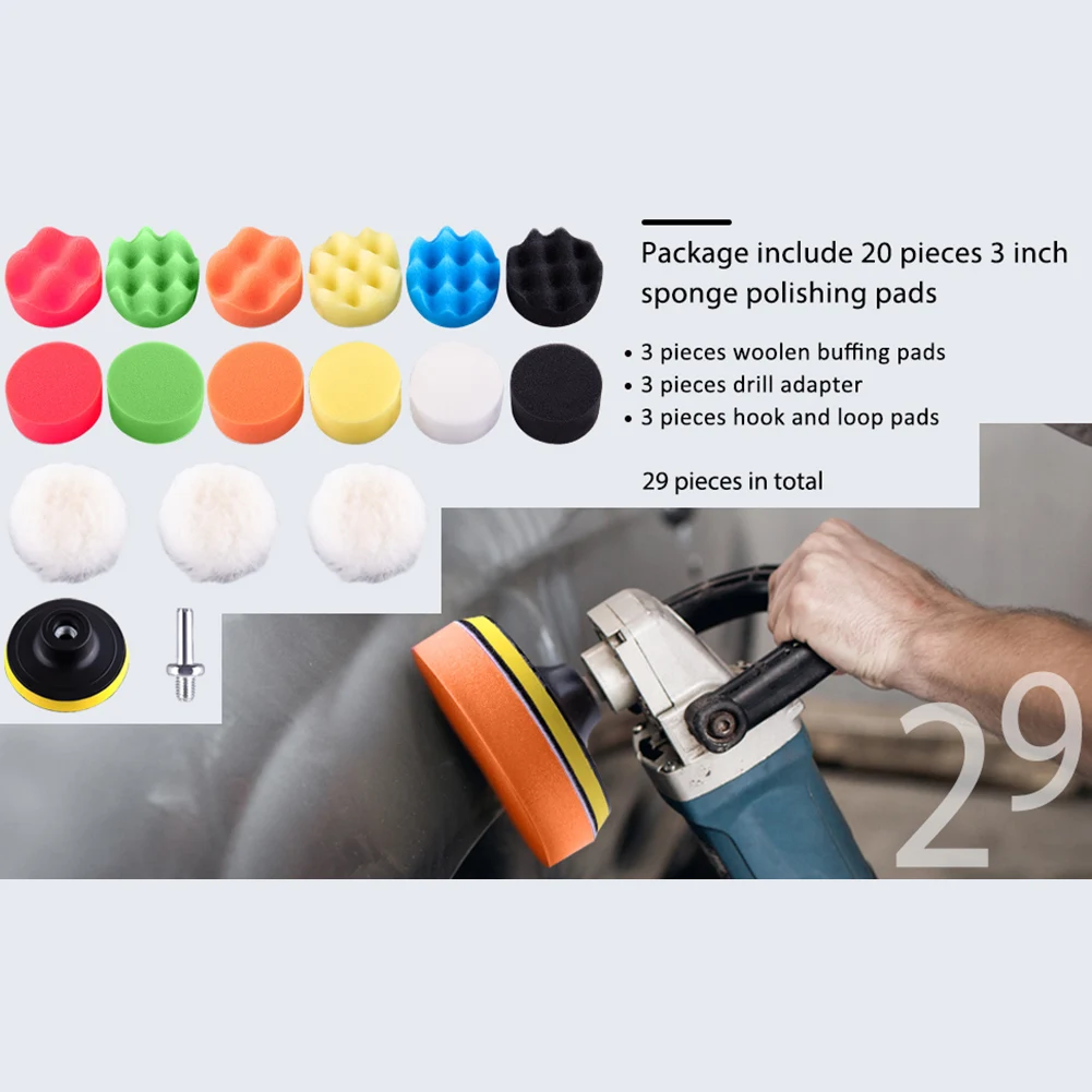 Polishing Sponge Pad Buffing Pad 29 Pcs Polishing Pads Kit Car Accessories Car Buffer Drill Buffing Kit For Car
Polishing Sponge Pad Buffing Pad 29 Pcs Polishing Pads Kit Car Accessories Car Buffer Drill Buffing Kit For Car
