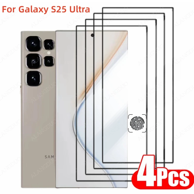 4 шт. закаленное стекло для Samsung Galaxy S25 Ultra S24Ultra S23 поддержка разблокировки