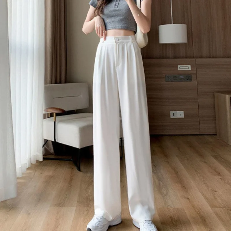 Spring Summer Women's Wide Leg Pants Loose High Waist Casual Trousers Woman Korean Style Solid Office Straight Pants
Spring Summer Women's Wide Leg Pants Loose High Waist Casual Trousers Woman Korean Style Solid Office Straight Pants